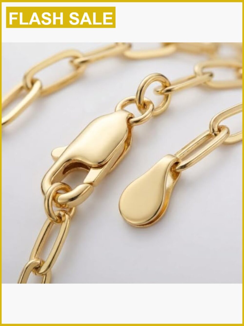 14K Gold Plated Paperclip Chain Necklace - Tarnish Resistant, Layering Jewelry - Picture 4 of 7